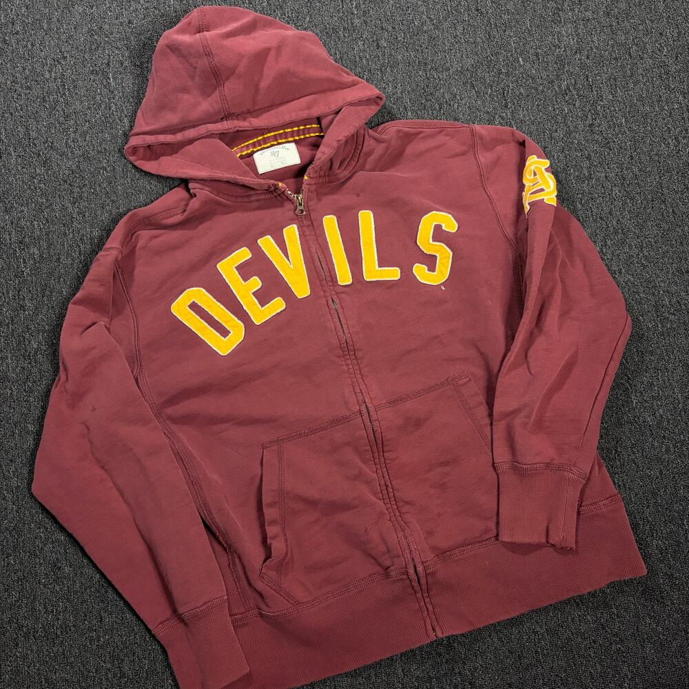 Vintage Y2k Arizona State University Sun Devils Maroon 47 Full Zip Hoodie Medium